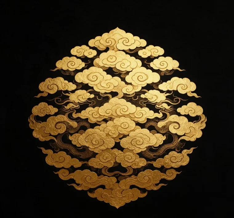 夜煞云品牌意象插画：夜空与中式龙形，非电影角色